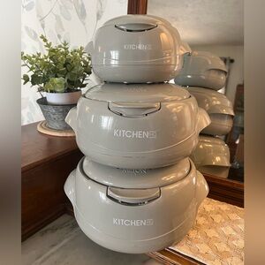 MILTON Kitchen HQ Set of 3 Thermal Microwavable Insulated Bowls with Hinge Lid